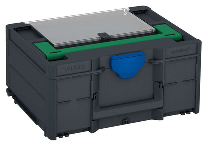 Systainer³ Lid Compartment M 187, Anthracite with Signal Green lid handle and Signal Blue catches