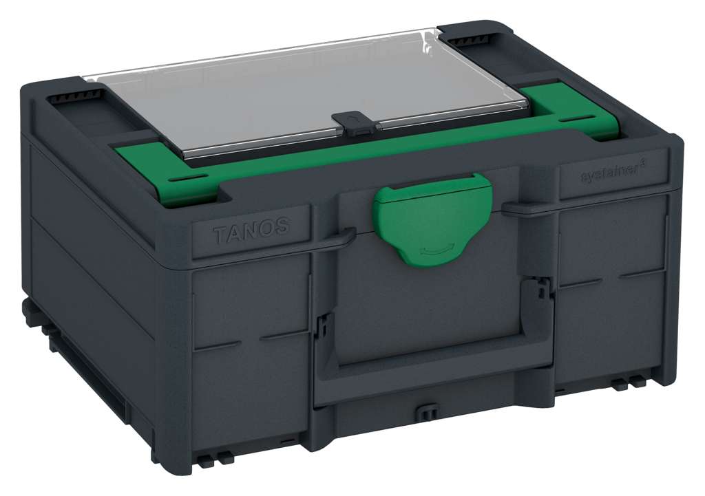Systainer³ Lid Compartment M 187, Anthracite with Signal Green lid handle and Signal Green catches