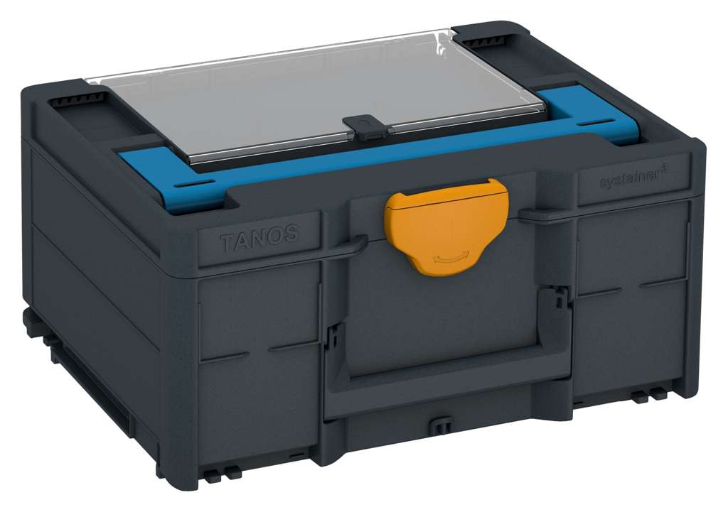 Systainer³ Lid Compartment M 187, Anthracite with Sky Blue lid handle and Daffodil Yellow catches