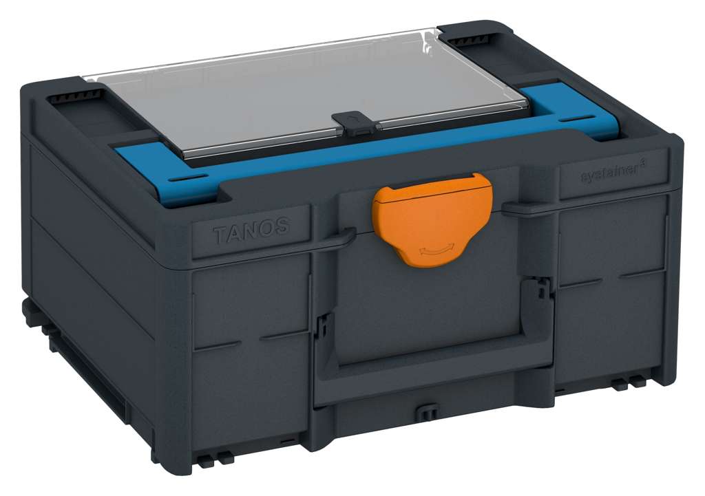 Systainer³ Lid Compartment M 187, Anthracite with Sky Blue lid handle and Deep Orange catches
