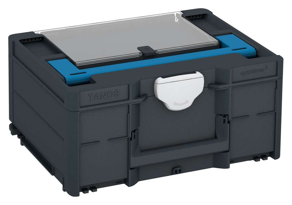 Systainer³ Lid Compartment M 187, Anthracite with Sky Blue lid handle and Light Grey catches