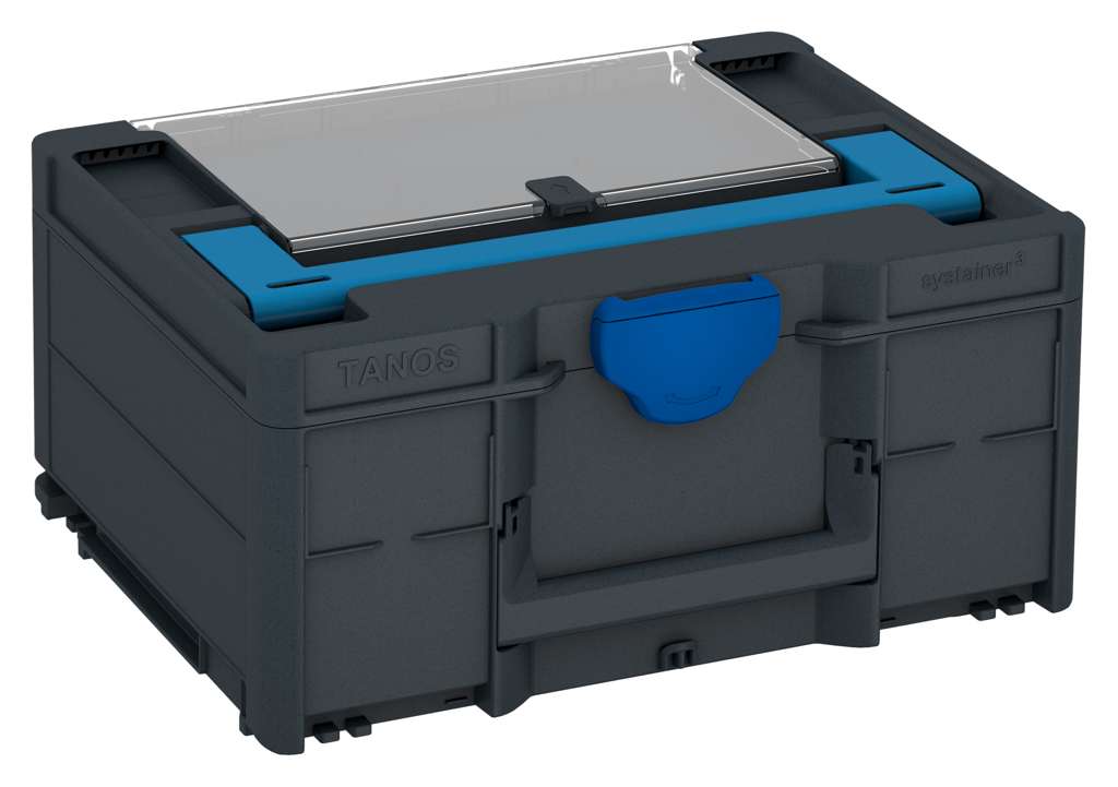 Systainer³ Lid Compartment M 187, Anthracite with Sky Blue lid handle and Signal Blue catches