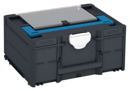 Systainer³ Lid Compartment M 187, Anthracite with Sky Blue lid handle and White catches