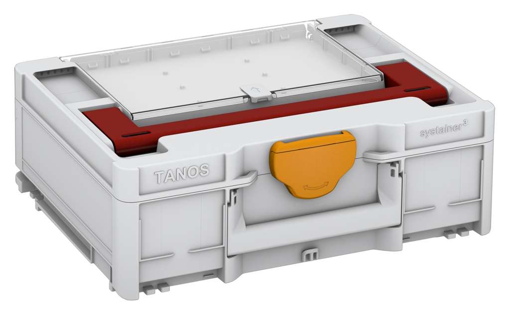 Systainer³ Lid Compartment M 137, Light Grey with Carmine Red lid handle and Daffodil Yellow catches