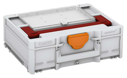 Systainer³ Lid Compartment M 137, Light Grey with Carmine Red lid handle and Deep Orange catches