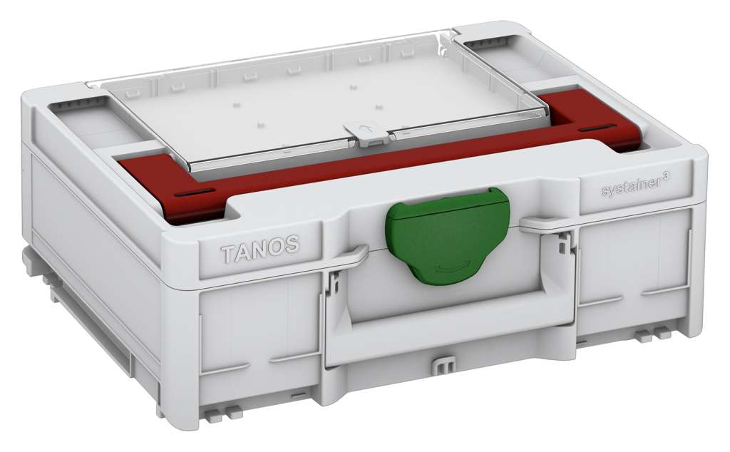 Systainer³ Lid Compartment M 137, Light Grey with Carmine Red lid handle and Emerald Green catches