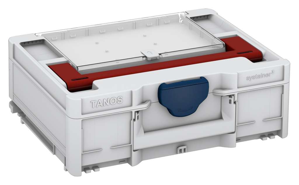 Systainer³ Lid Compartment M 137, Light Grey with Carmine Red lid handle and Sapphire Blue catches