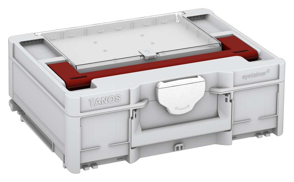 Systainer³ Lid Compartment M 137, Light Grey with Carmine Red lid handle and White catches