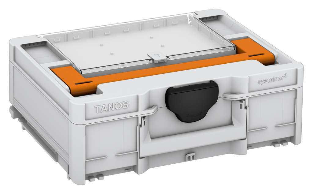 Systainer³ Lid Compartment M 137, Light Grey with Deep Orange lid handle and Black catches