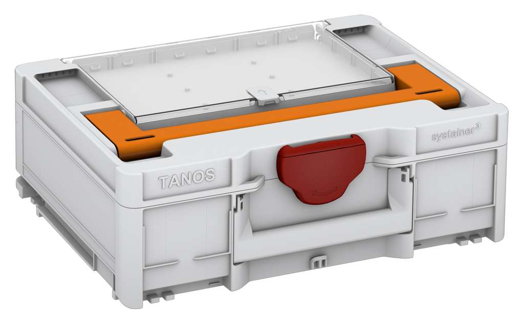 Systainer³ Lid Compartment M 137, Light Grey with Deep Orange lid handle and Carmine Red catches