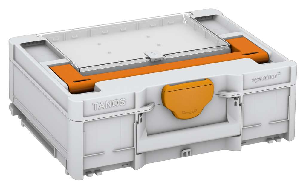 Systainer³ Lid Compartment M 137, Light Grey with Deep Orange lid handle and Daffodil Yellow catches