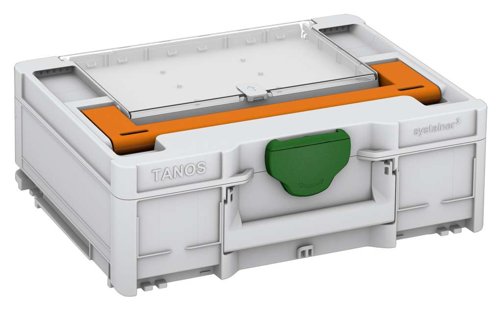 Systainer³ Lid Compartment M 137, Light Grey with Deep Orange lid handle and Emerald Green catches