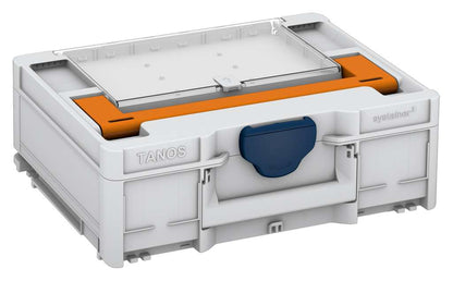 Systainer³ Lid Compartment M 137, Light Grey with Deep Orange lid handle and Sapphire Blue catches