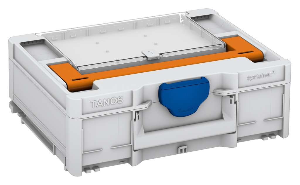 Systainer³ Lid Compartment M 137, Light Grey with Deep Orange lid handle and Signal Blue catches