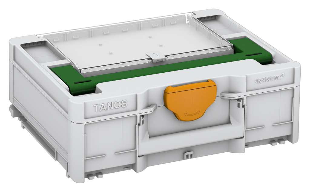 Systainer³ Lid Compartment M 137, Light Grey with Emerald Green lid handle and Daffodil Yellow catches