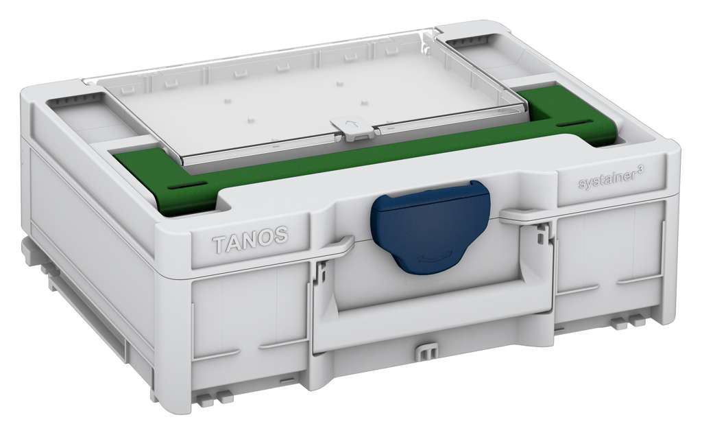 Systainer³ Lid Compartment M 137, Light Grey with Emerald Green lid handle and Sapphire Blue catches