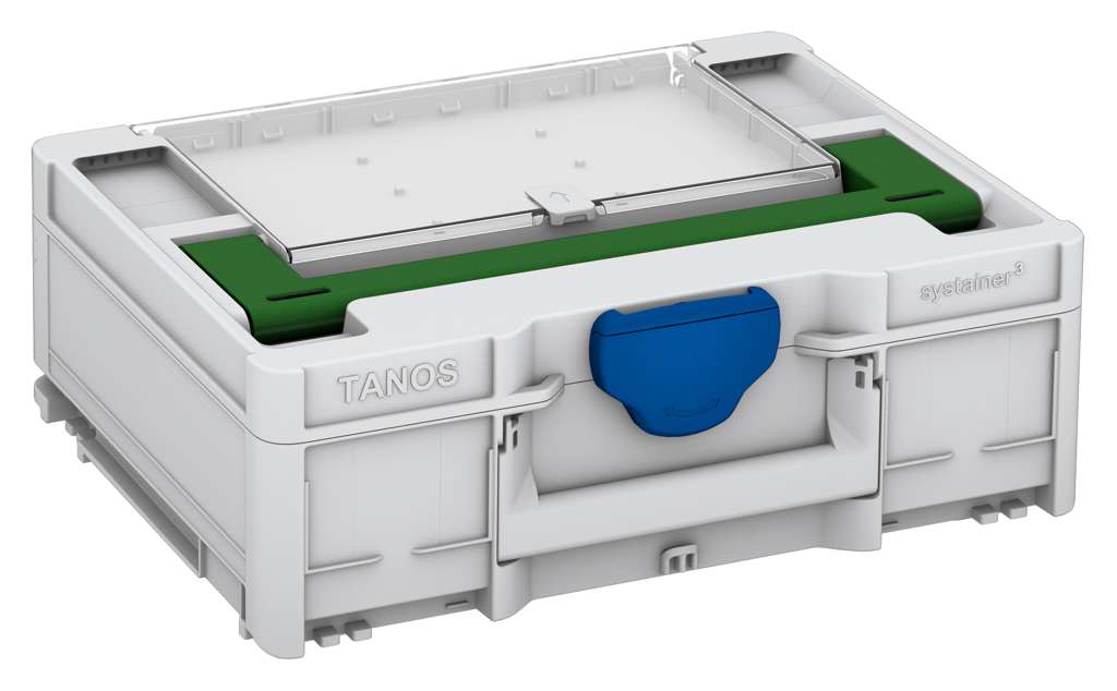Systainer³ Lid Compartment M 137, Light Grey with Emerald Green lid handle and Signal Blue catches