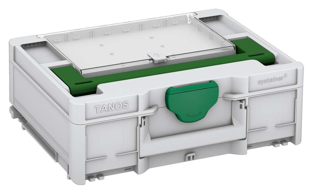 Systainer³ Lid Compartment M 137, Light Grey with Emerald Green lid handle and Signal Green catches