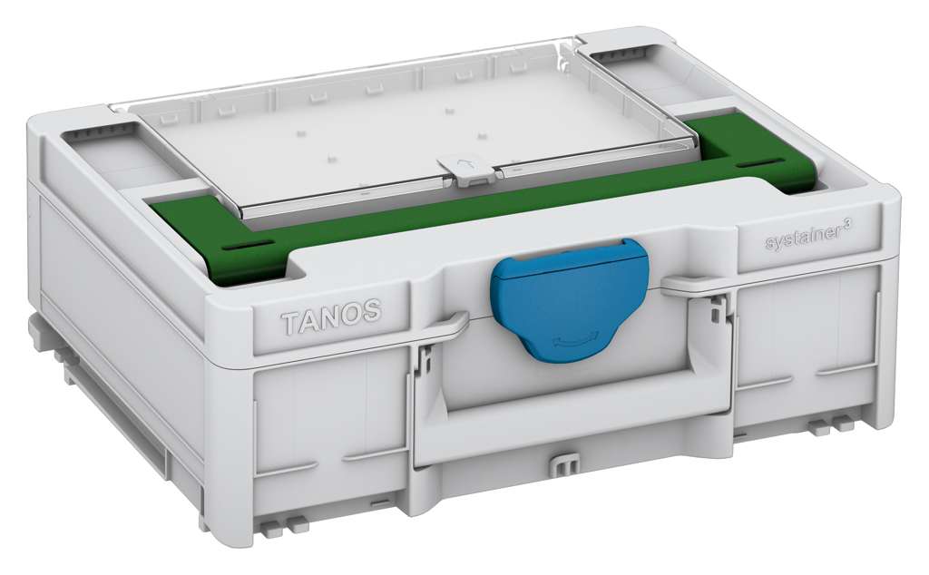 Systainer³ Lid Compartment M 137, Light Grey with Emerald Green lid handle and Sky Blue catches