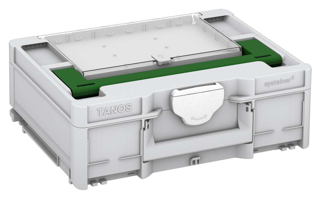 Systainer³ Lid Compartment M 137, Light Grey with Emerald Green lid handle and White catches