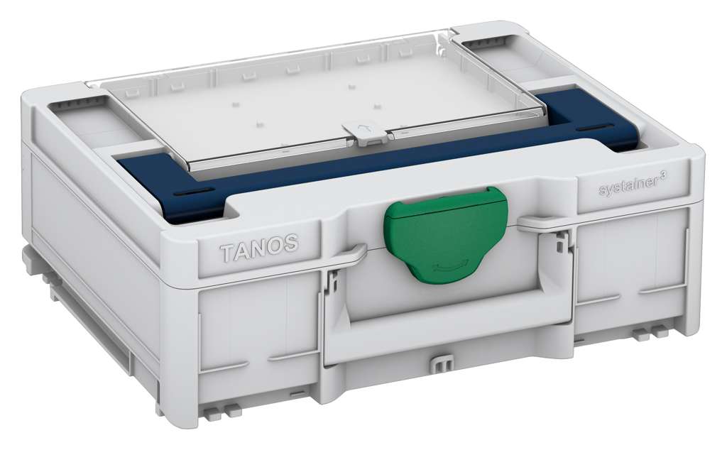 Systainer³ Lid Compartment M 137, Light Grey with Sapphire Blue lid handle and Signal Green catches