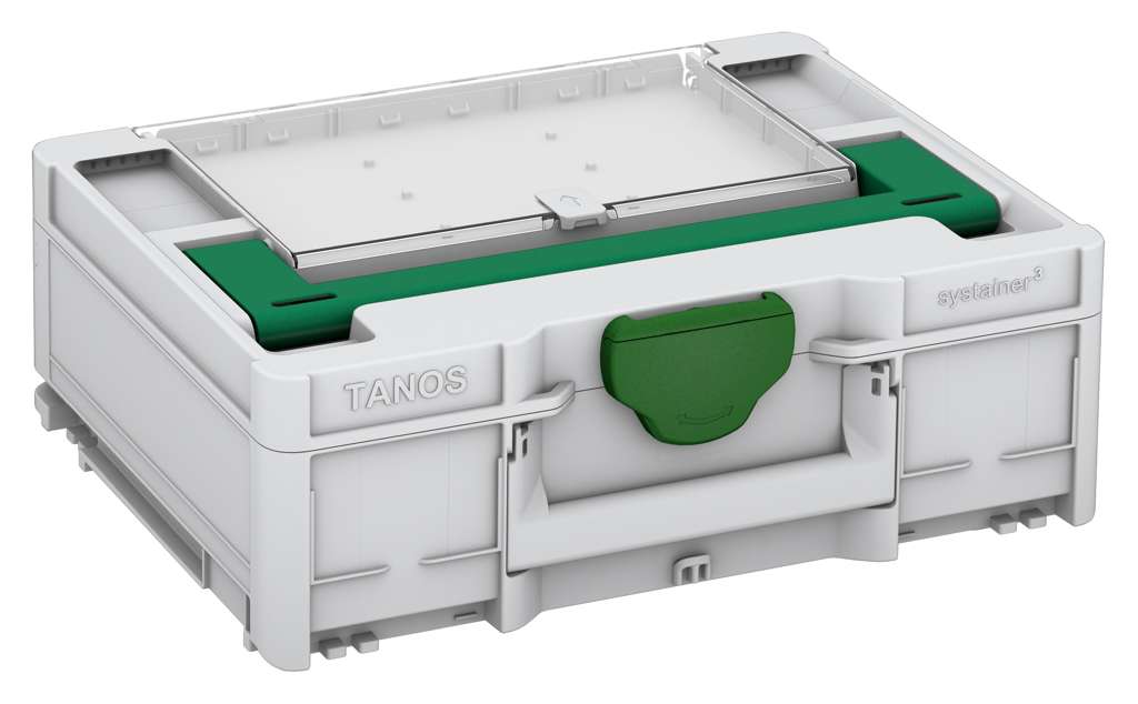 Systainer³ Lid Compartment M 137, Light Grey with Signal Green lid handle and Emerald Green catches