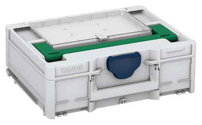 Systainer³ Lid Compartment M 137, Light Grey with Signal Green lid handle and Sapphire Blue catches