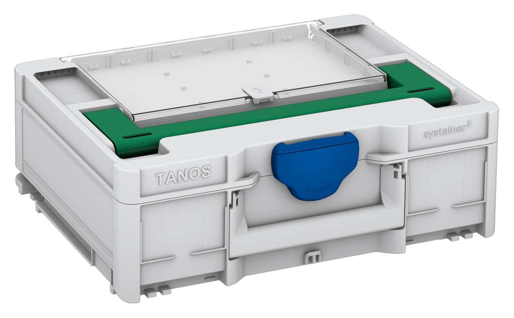 Systainer³ Lid Compartment M 137, Light Grey with Signal Green lid handle and Signal Blue catches