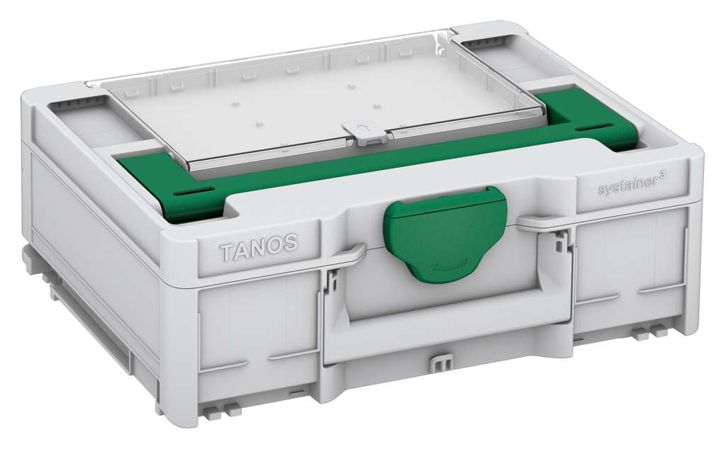 Systainer³ Lid Compartment M 137, Light Grey with Signal Green lid handle and Signal Green catches