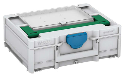 Systainer³ Lid Compartment M 137, Light Grey with Signal Green lid handle and Sky Blue catches