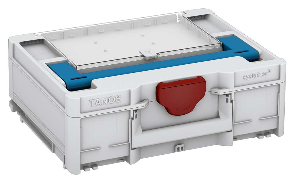 Systainer³ Lid Compartment M 137, Light Grey with Sky Blue lid handle and Carmine Red catches
