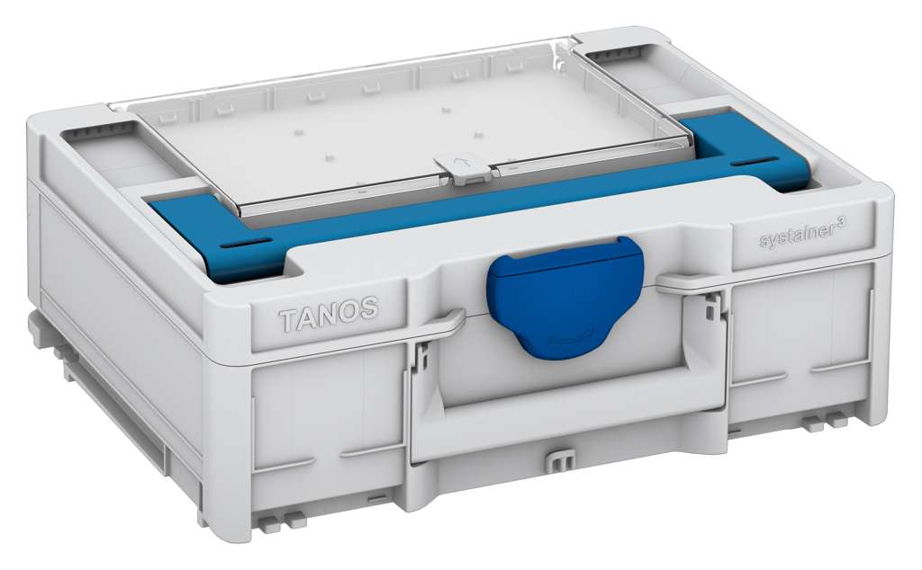 Systainer³ Lid Compartment M 137, Light Grey with Sky Blue lid handle and Signal Blue catches