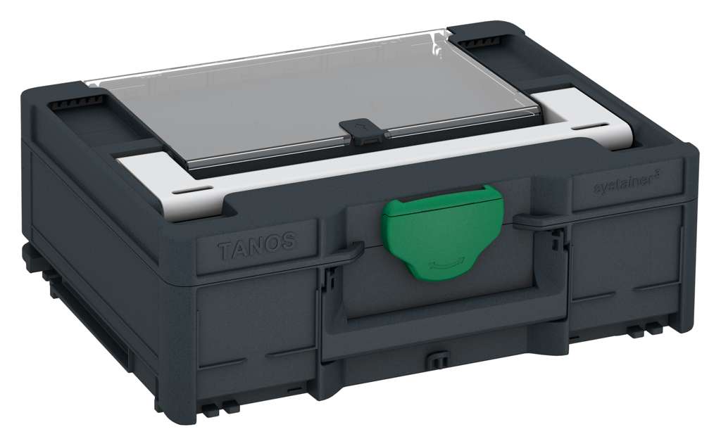 Systainer³ Lid Compartment M 137, Anthracite with Light Grey lid handle and Signal Green catches