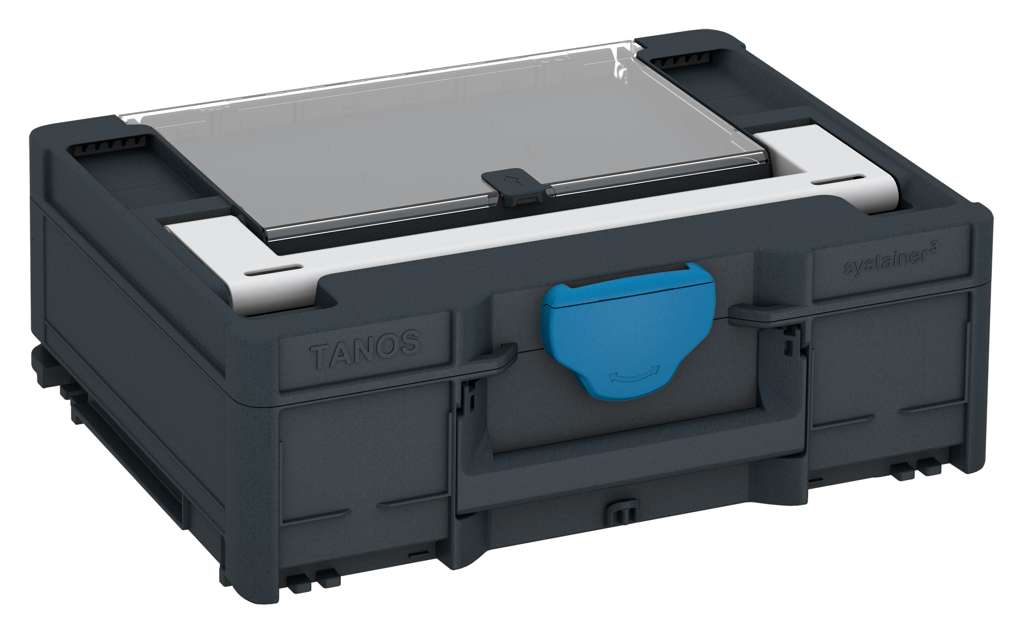 Systainer³ Lid Compartment M 137, Anthracite with Light Grey lid handle and Sky Blue catches