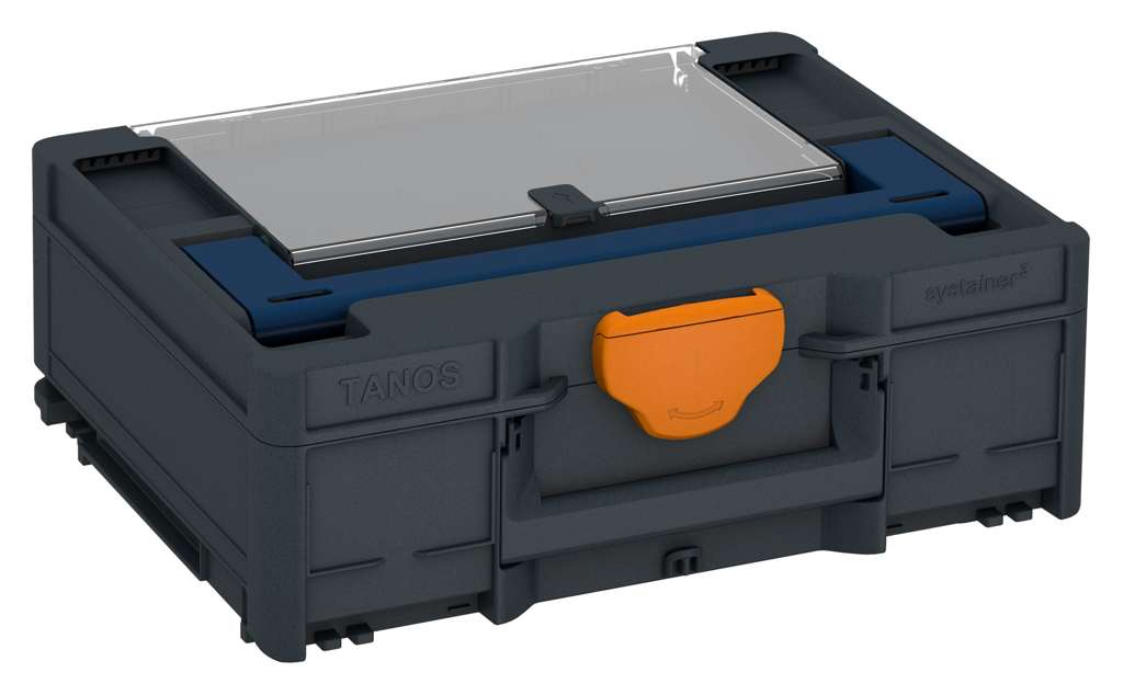 Systainer³ Lid Compartment M 137, Anthracite with Sapphire Blue lid handle and Deep Orange catches