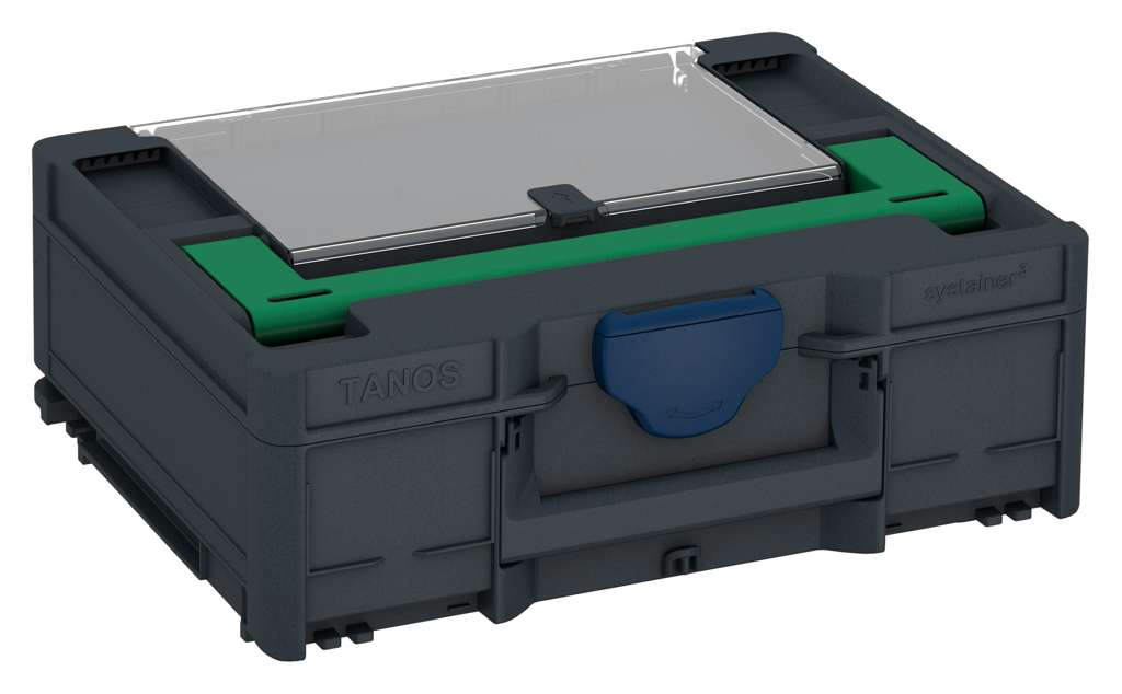 Systainer³ Lid Compartment M 137, Anthracite with Signal Green lid handle and Sapphire Blue catches