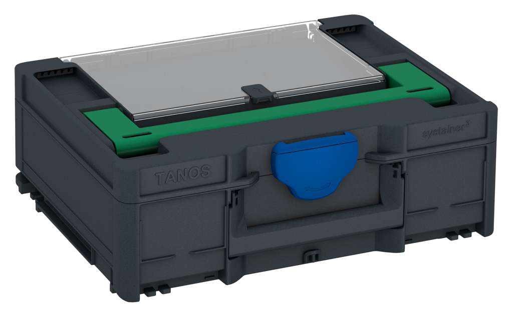 Systainer³ Lid Compartment M 137, Anthracite with Signal Green lid handle and Signal Blue catches