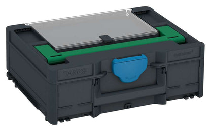 Systainer³ Lid Compartment M 137, Anthracite with Signal Green lid handle and Sky Blue catches