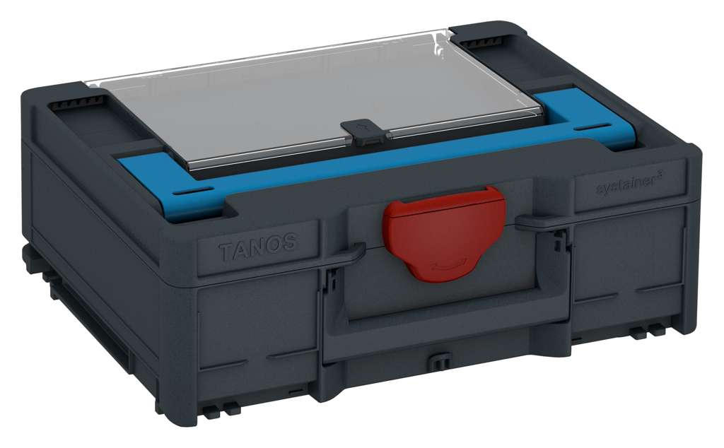 Systainer³ Lid Compartment M 137, Anthracite with Sky Blue lid handle and Carmine Red catches