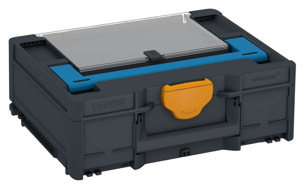 Systainer³ Lid Compartment M 137, Anthracite with Sky Blue lid handle and Daffodil Yellow catches