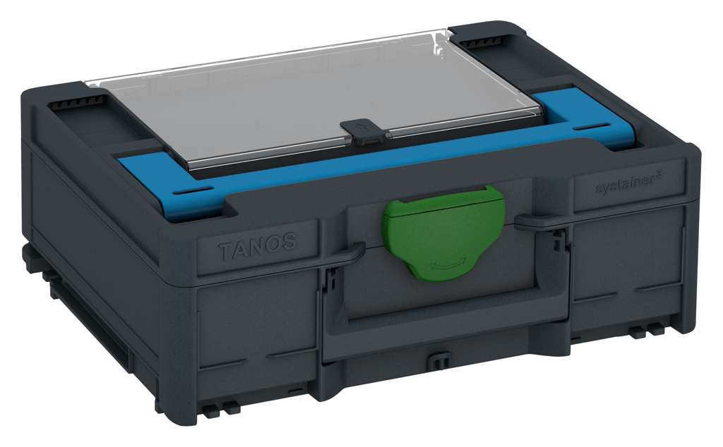 Systainer³ Lid Compartment M 137, Anthracite with Sky Blue lid handle and Emerald Green catches