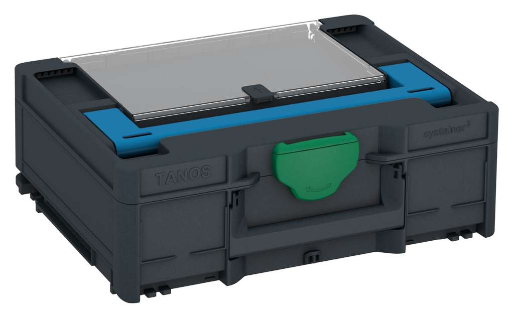 Systainer³ Lid Compartment M 137, Anthracite with Sky Blue lid handle and Signal Green catches