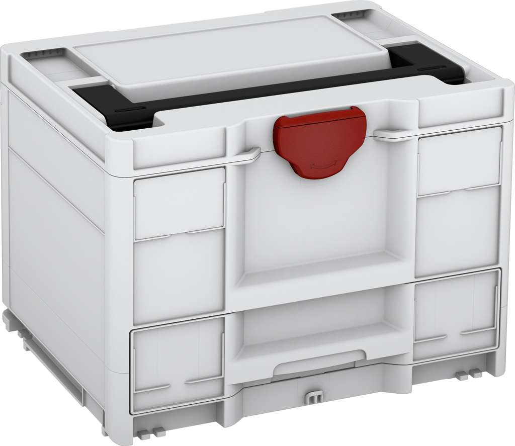 Systainer³ Combi M 287, Light Grey with Black lid handle and Carmine Red catches