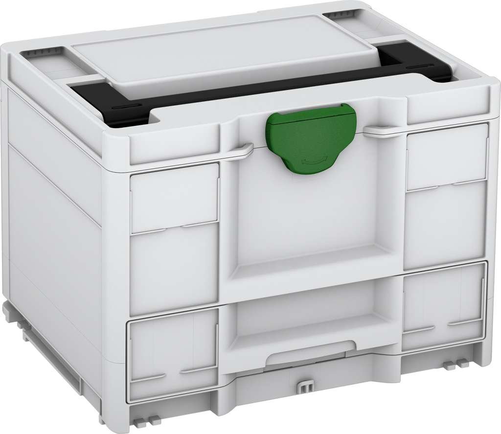 Systainer³ Combi M 287, Light Grey with Black lid handle and Emerald Green catches