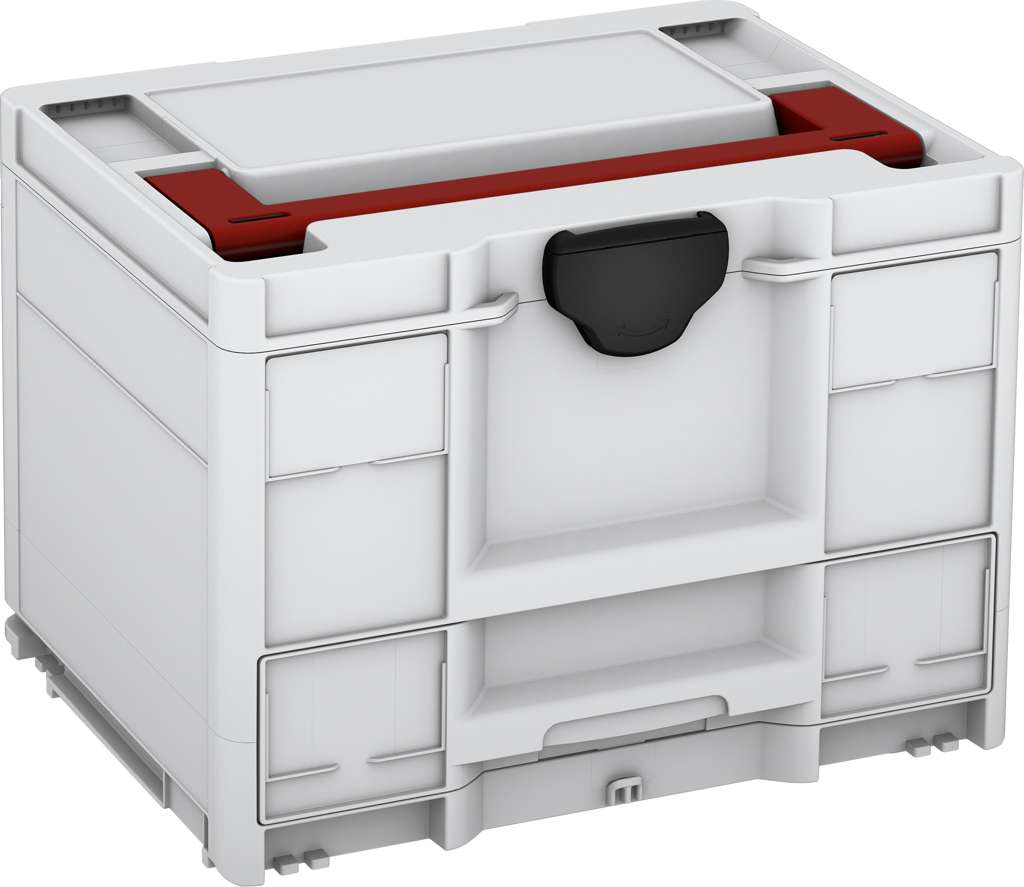 Systainer³ Combi M 287, Light Grey with Carmine Red lid handle and Black catches
