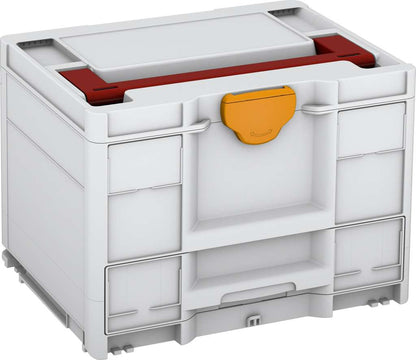 Systainer³ Combi M 287, Light Grey with Carmine Red lid handle and Daffodil Yellow catches