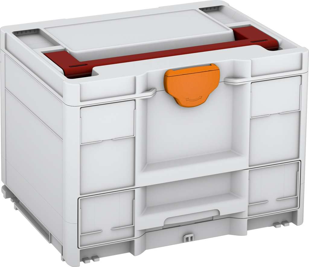 Systainer³ Combi M 287, Light Grey with Carmine Red lid handle and Deep Orange catches