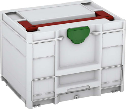 Systainer³ Combi M 287, Light Grey with Carmine Red lid handle and Emerald Green catches