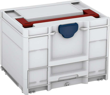 Systainer³ Combi M 287, Light Grey with Carmine Red lid handle and Sapphire Blue catches