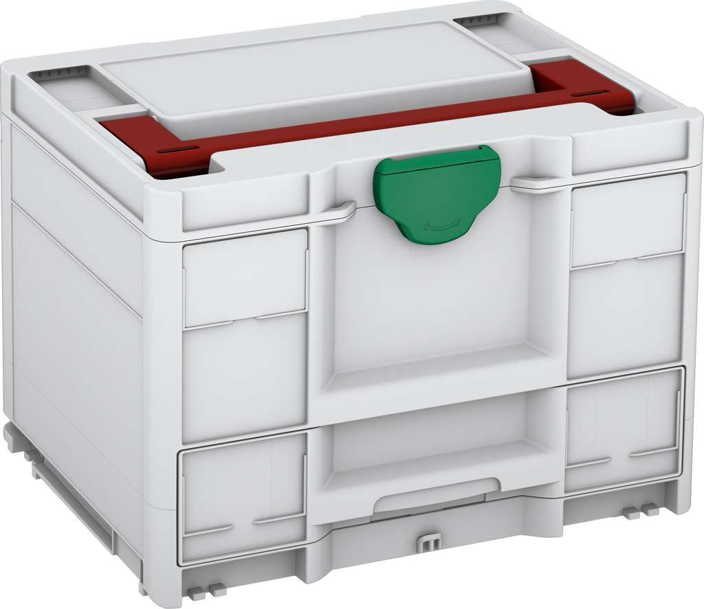 Systainer³ Combi M 287, Light Grey with Carmine Red lid handle and Signal Green catches